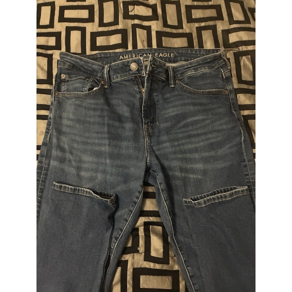 American Eagle Jeans Mens 34x32 Blue Airflex+ Slim Straight Light Wash Denim